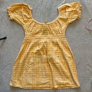 Yellow gingham babydoll dress large urban outfitters